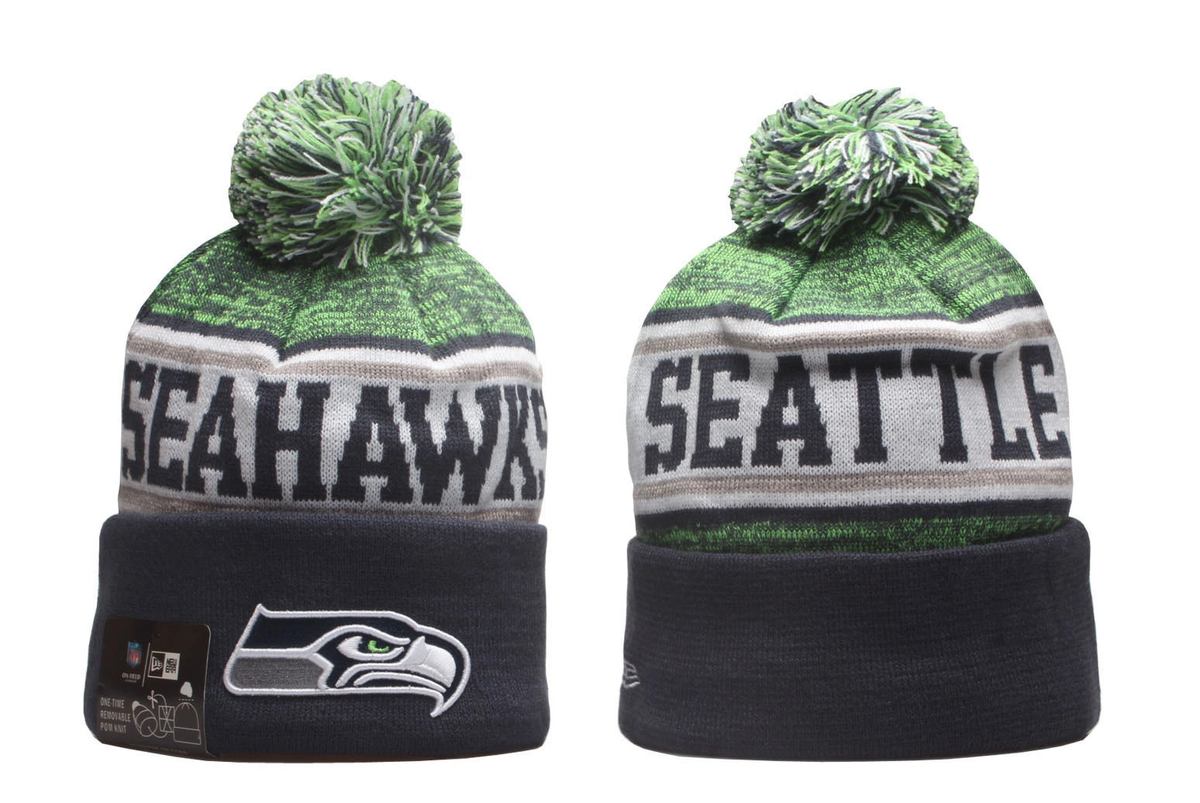 Seattle Seahawks Pom Pom Cuffed Knit Beanie
