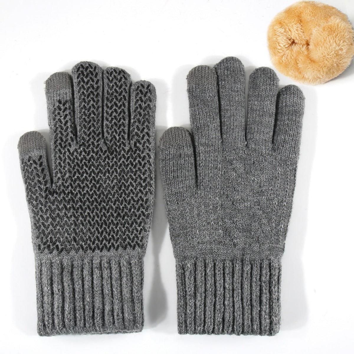 New Cross-Border Yarn Knitted Touchscreen Gloves Men Winter Fleece Thickened Outdoor Cold Warmer Gloves Wholesale