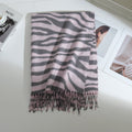 Cross-border new product zebra print scarf for women in autumn and winter, thickened and warm, high-end tassel shawl, Korean version, versatile scarf for men